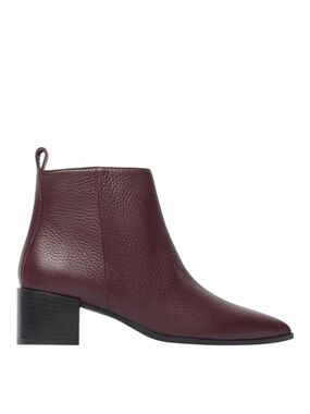 EVERLANE The Boss Boot Plum Burgundy Leather Pointed Zippered Western Ankle Boot
